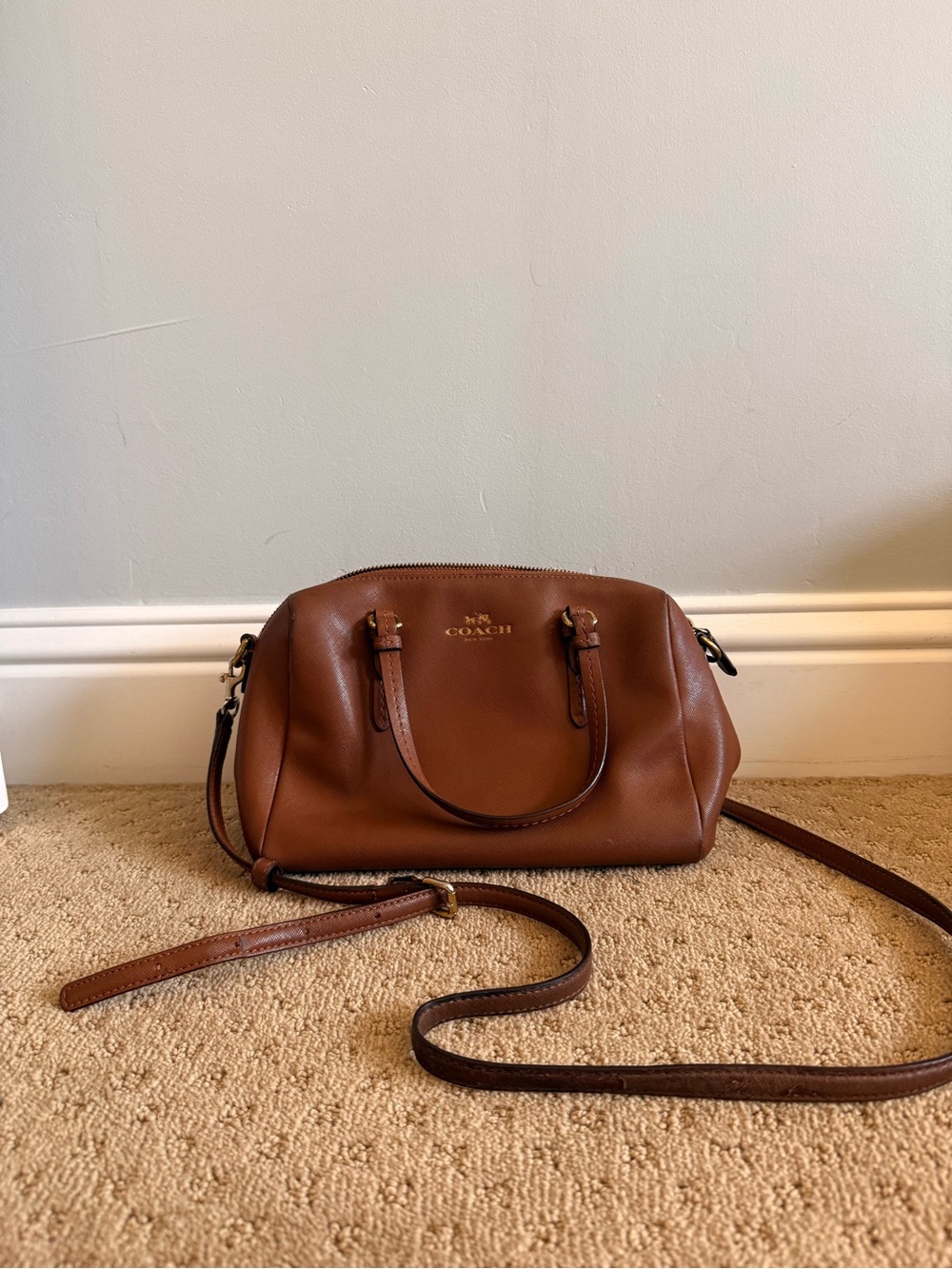 Coach Brown Leather Crossbody Mini Duffel